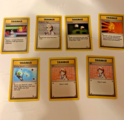 Base Set Common Vintage 1999 Pokemon Card Trainer Cards 7 total Professor  Oak