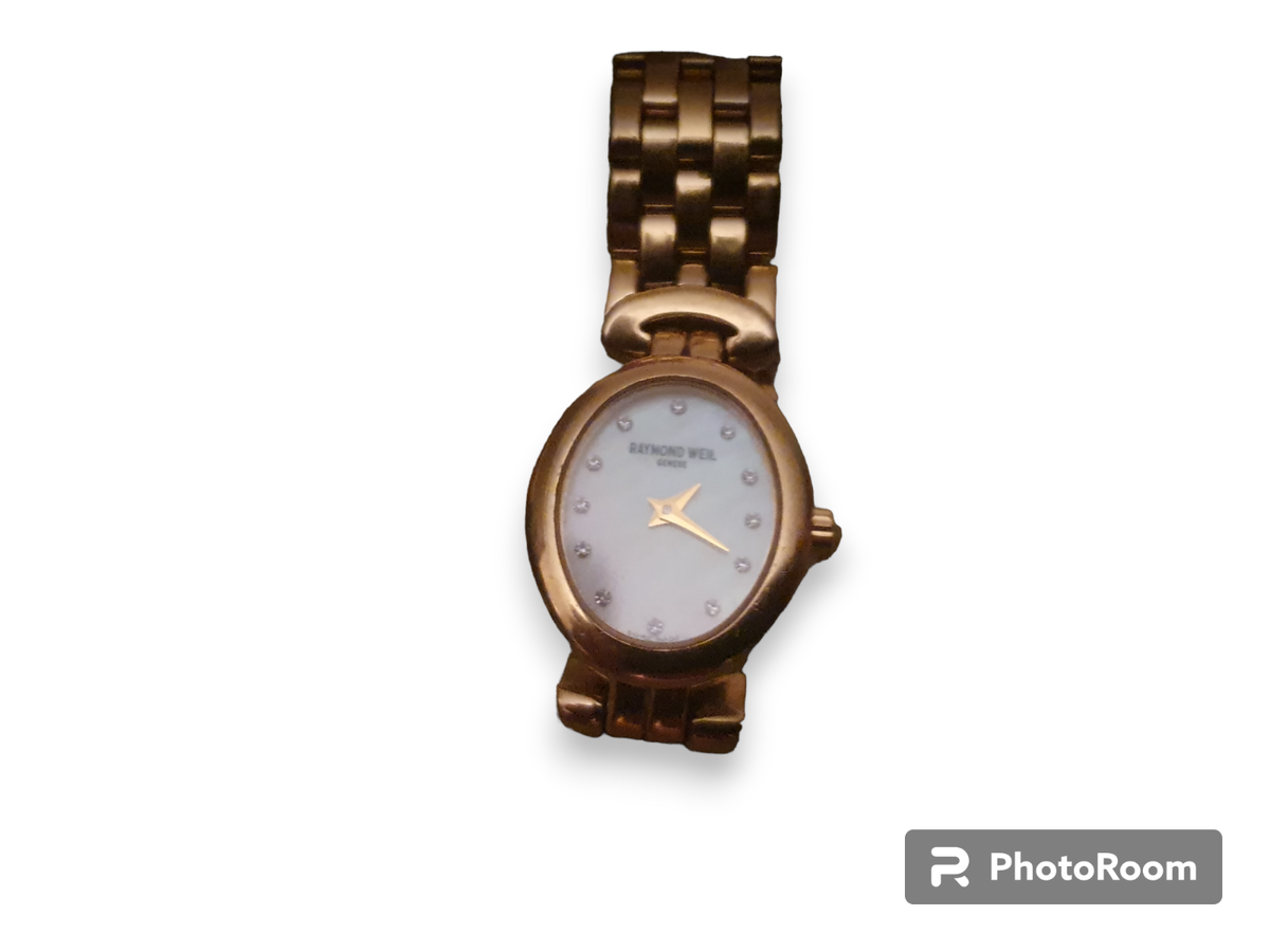 RAYMOND WEIL GENEVE SWISS 18K GOLD MOP CHORUS SAPPHIRE CRYSTAL