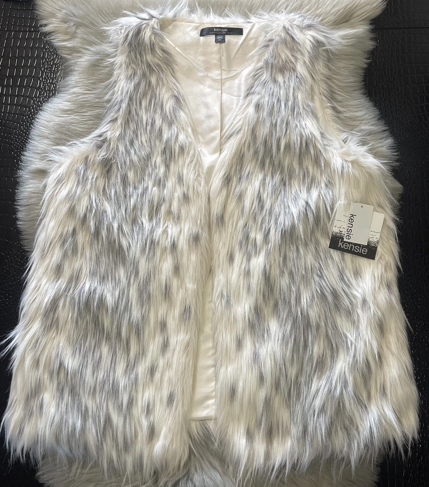 Nuevo con etiquetas Chaleco Kensie Imitación Piel En Perla Combo Talla XL Estampado Animal Manchado Nuevo Foto 2 de 4
