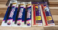 3 Vintage Bic Metal Point Roller Pens & 2 Sanford Expresso Fine Point Red Pens 