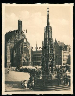Nürnberg 1930er - Der schöne Brunnen mit Frauenkirche - Foto 7x9cm