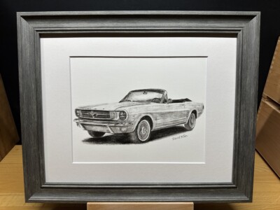 Drawing of a 1964 Ford Mustang Convertible Car #4 Pencil Art Sketch Picture