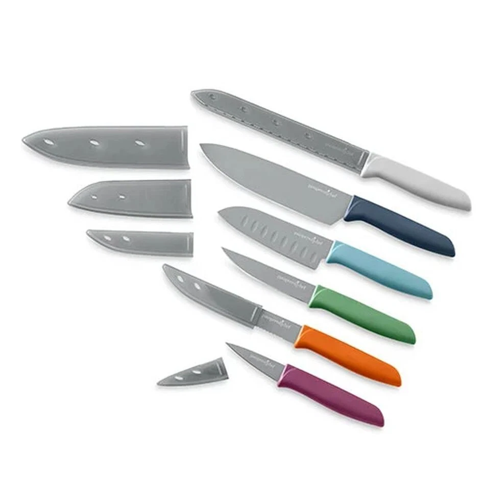 New Pampered Chef COATED KNIFE SET OF 6 Kitchen Tools 100837  Dishwasher-safe