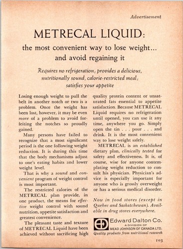 PRINT AD 1963 Metrecal Liquid Dietary Plan for Weight Control Belt 2 Pages Small - Picture 3 of 3