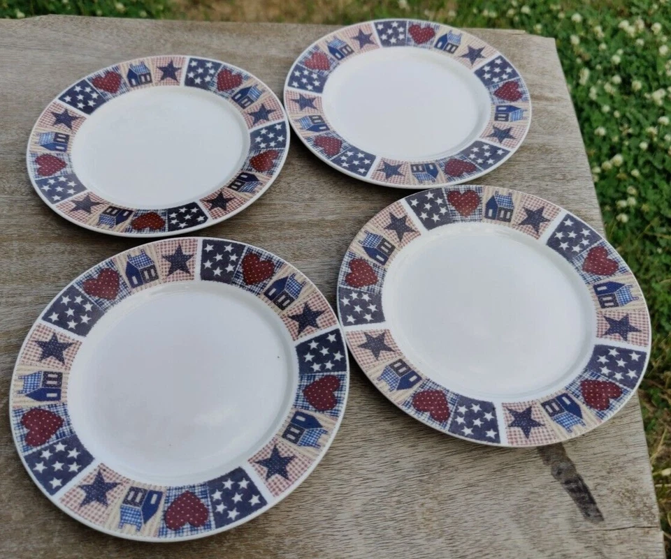 Lote de 4 platos de postre de pan edredón americano marrón D.C. de Oneida 6,25 de diámetro Foto 2 de 4