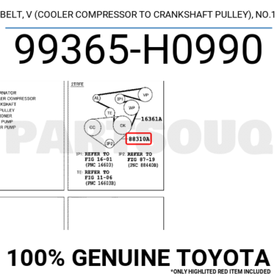 99365H0990 Genuine Toyota BELT, V (COOLER COMPRESSOR TO CRANKSHAFT