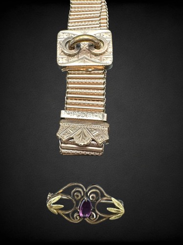 Antique Victorian Job & Wear Lot 14kt Solid Gold Sterling GF Diamond Jewelry - Picture 4 of 17