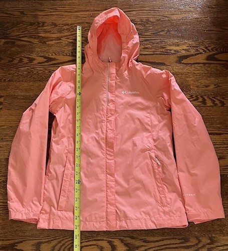 COLUMBIA Girls KIDS PEACH COLOR Omni Tech Zip Hoodie RAIN JACKET SIZE M 10/12 - Picture 4 of 11