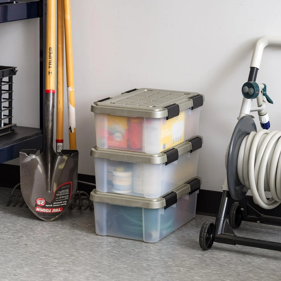 Contenedores de almacenamiento de 16 cuartos de galón de EE. UU. con tapa de sellado de junta, paquete de 3 - sin BPA, resistente Mo... Foto 2 de 3