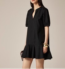 J.Crew Delilah dress in cotton poplin preppy ruffle blk 90s money sz XS