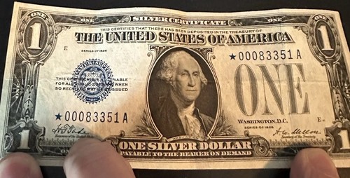 1928 SILVER CERTIFICATE $1.00 FUNNY BACK *STAR NOTE* Lowish Serial ...