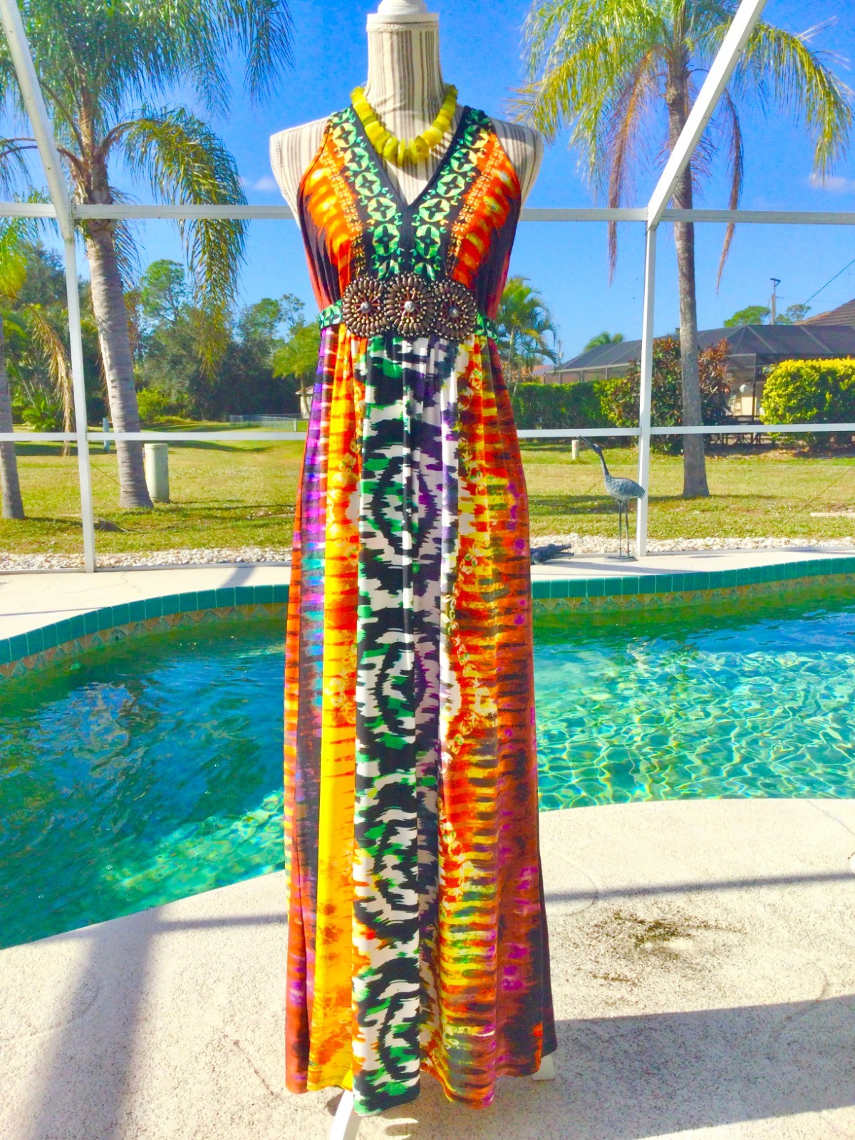 ROZ ALI Bright Multi-Colored  DRAMATIC Design/ Be… - image 1