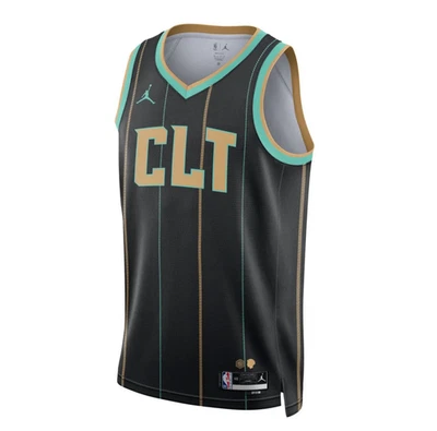 Nike Jordan Herren Charlotte Hornets Basketball Trikot / Blanko / Schwarz / UVP 90£
