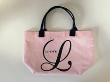 LOEWE Pink Canvas Tote InRed 2010 Mag Bonus Logo Top Handle Interior Pocket Auth
