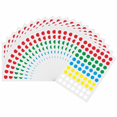 HYBSK 1400pcs Color Coding Dot Labels 8mm, Red, Green, Blue, Yellow, White 