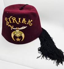 VINTAGE Shriners Syrian Masonic Jeweled Fez with Hat Case