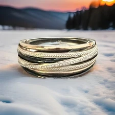 Brighton Bracelet Neptune’s Rings Hinged Bangle Black MSRP $108  NWT JF6643