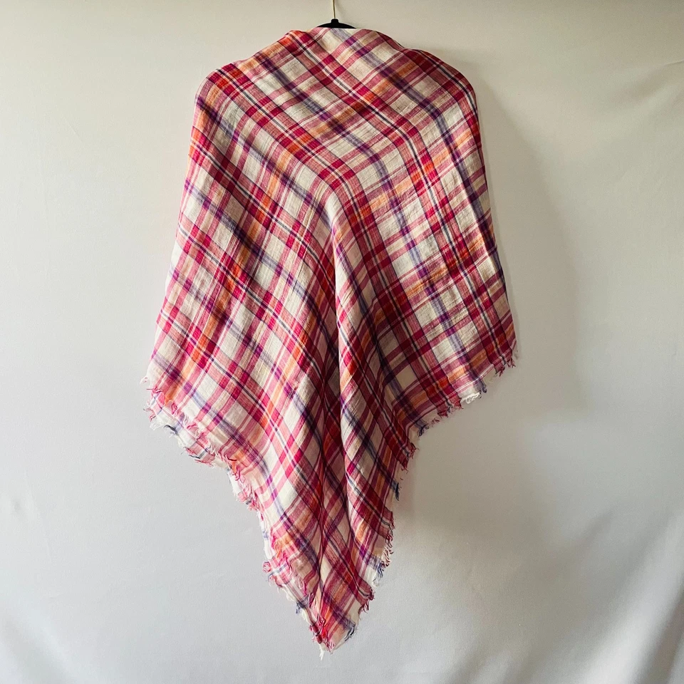 J. Bufanda rectangular a cuadros dobladillo con detalles de flecos multicolor talla única Crew para mujer Foto 2 de 4