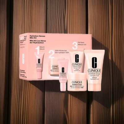 2 X Clinique Moisture Surge Skin Care 3 Pc Set. Serum, Moisturizer & Mask