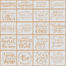 20 PCS Artistic Word Stencils, 4 Inch Inspirational Word Reusable Plastic Pai...