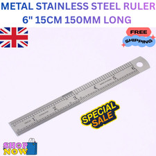 METAL STAINLESS STEEL RULER METRIC & IMPERIAL 6" 15CM 150MM LONG ENGINEERS RULE
