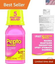 Fast-Acting 5 Symptom Relief Liquid - Pepto-Bismol, 4 fl oz for Stomach Comfort