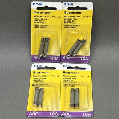 Eaton Bussmann BP/ABC-10 10A Ceramic Tube Microwave Fuse Lot - 4 Pack (8 Fuses)