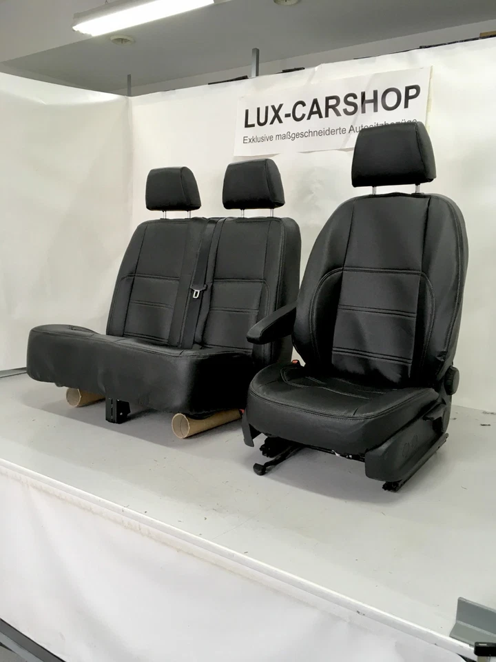 Mercedes Sprinter W907 Sitzbezüge Fahrer + Doppelsitz Schwarz ECO Leder ab 2006 - Bild 2 von 4