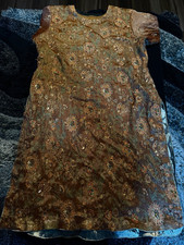 Brown Silk Blend Pakistani Salwar Kameez Set for Women with Scarf