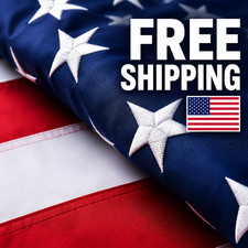 US American Flag Heavy Duty Luxury Embroidered Stars Sewn Stripes Grommets Nylon