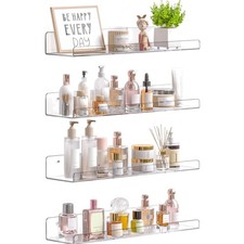 Stylish 15" Clear Acrylic Shelves - 4-Pack for Perfume  Makeup Organization