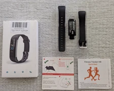 Fitness HR Activity Tracker Black Wrist Band - Men Women Steps - New Open Box