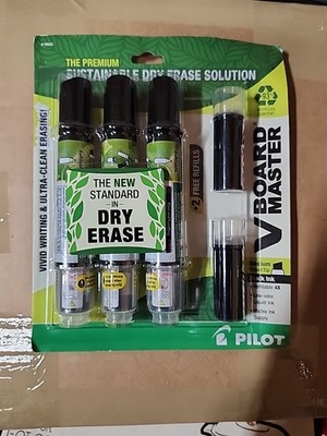 Pilot 3 Pack VBoard Master Dry Erase Markers Chisel Tip Black Ink With Bonus