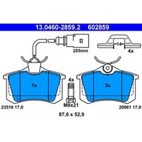 Bremsbelagsatz Scheibenbremse ATE 13.0460-2859.2 FüR VW Ford Seat Sharan