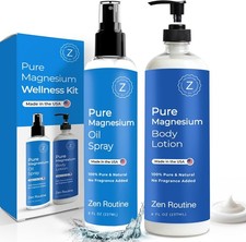 Topical Magnesium Set: 8oz Oil Spray Lotion for Leg Cramps Sleep, Non-Itch