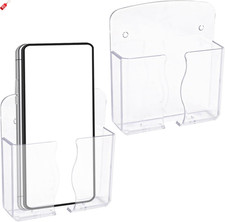 2pcs Wall Mount Phone Holders, Clear Plastic Cell Phone Stand with Charging H