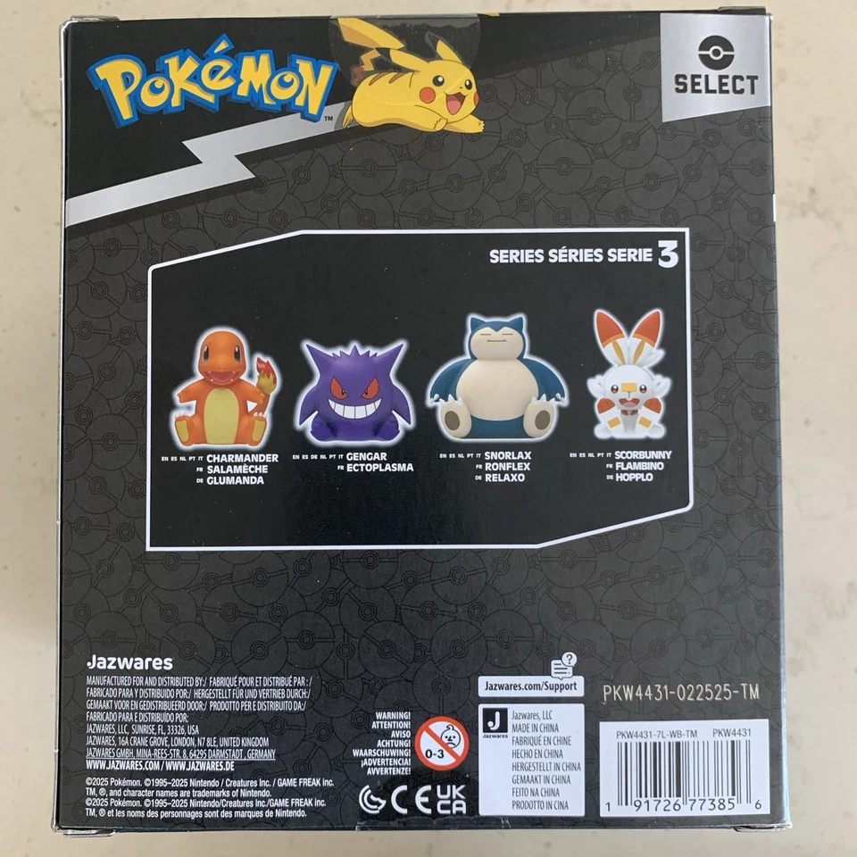 Figuras Pokemon Select Scorbunny, Charmander, Snorlax y Gengar 2025 Serie 3 Foto 4 de 4