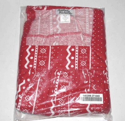 NEW Anthony Richards Red White Cotton Square Neck Flannel Nightgown 4X 28W-30W