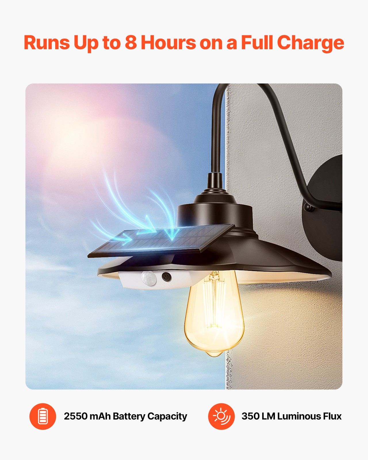 VEVOR 2 Pack Solar Outdoor Barn Light 3 Modes Farmhouse Gooseneck Wall Sconce