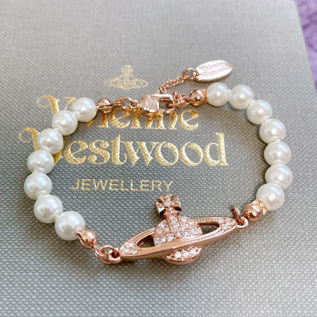 アクセサリー Vivienne Westwood bracelet Vivienne Westwood Bracelet Mini Bas relief Pearl Rose Pink Gold w