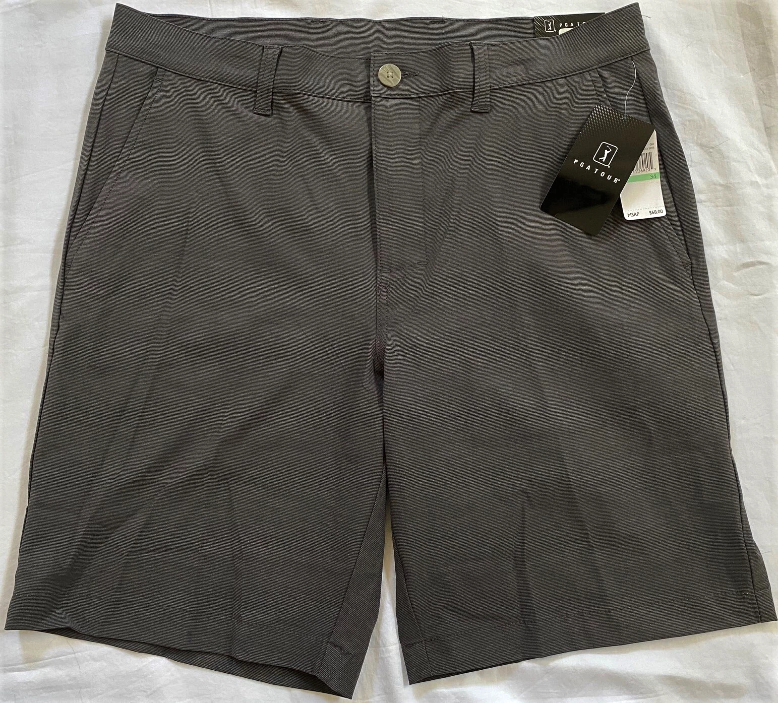 NEW Men's PGA TOUR 4-Way Stretch Golf Performance Shorts Dark Grey Heather 34 36