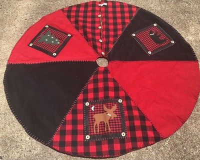 43  Skirt Christmas Buffalo Plaid Red & Black Lodge Woodland Cabin MOOSE BEAR
