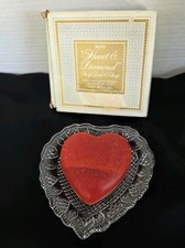 Vintage Avon Heart and Diamond Soap Dish & Soap Fostoria Made In USA