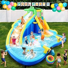 Inflatable Water Slide Bounce House w/Climbing Wall Splash Pool  2 Water Cannon