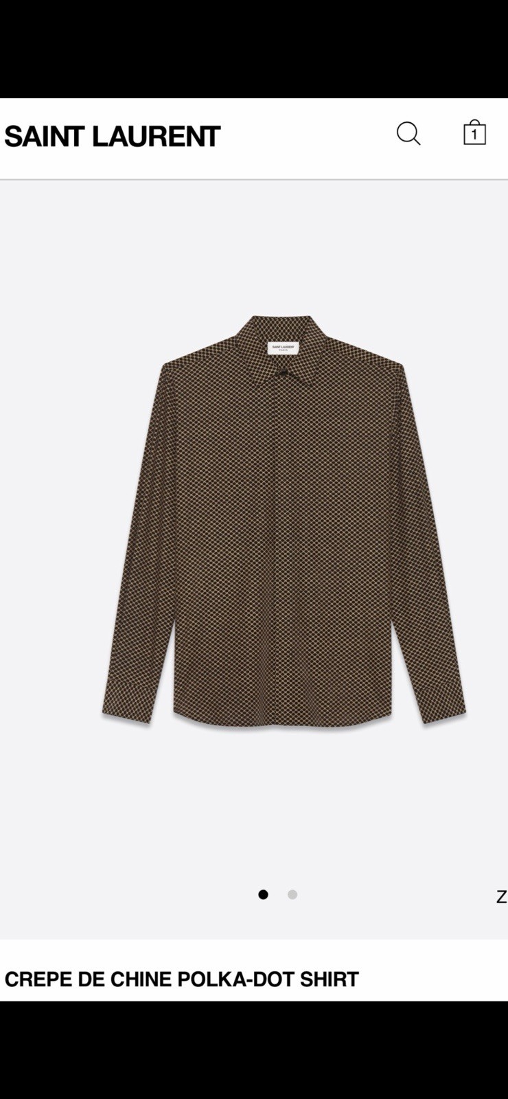 Camicia uomo Saint Laurent in seta. 43 17. $1350