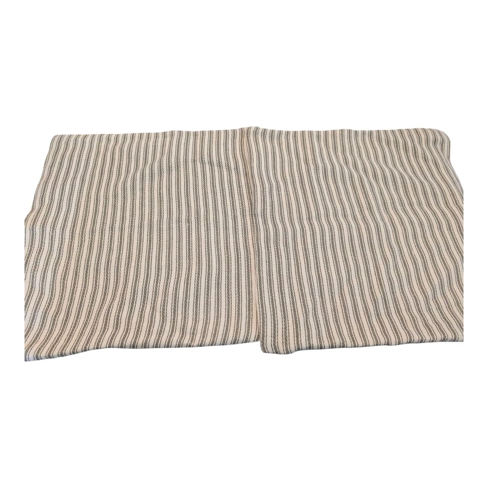 (2) Funda de almohada Pottery Barn Farmhouse de lino a rayas de doble cara de 20 pulgadas x 20 pulgadas cuadradas Foto 2 de 4