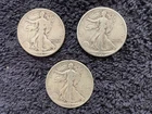 SILVER   WALKING LIBERTY  HALF DOLLARS   -  QTY: 3  -  1942, 43, & 45