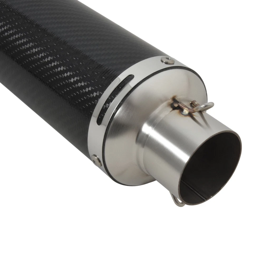 Motorcycle Exhaust Pipe Muffler Slip-on Real Carbon Fiber Universal 38-51mm Foto 3 de 4