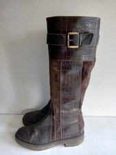 Stivali donna Geox Respira al ginocchio in pelle/camoscio marrone con zip. UK(4.5)EU(37)-B2