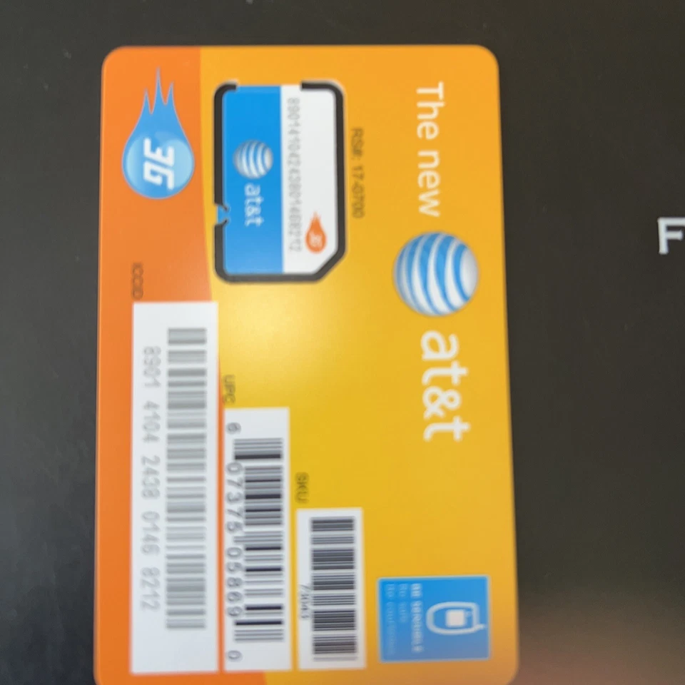 New AT&T Full Size SIM Card CLEAN SKU#  73043 - CLEAN - Fits all brands - Image 2 of 2
